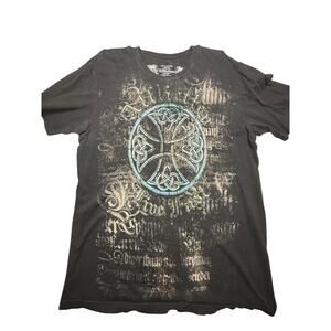 Y2K Affliction Graphic T-shirt Men's 2XL Live Fast Reflective Logo Grunge XXL